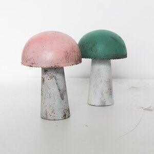 Anthropologie x Terrain - Neon Iron Mushroom, Small, Set of 2 Pink & Teal - EUC